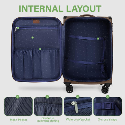 Luggage 20 inch Carry on-Softside Luggage w/TSA LOCK-Travel Luggage for Men Women,20''-COLOR-7