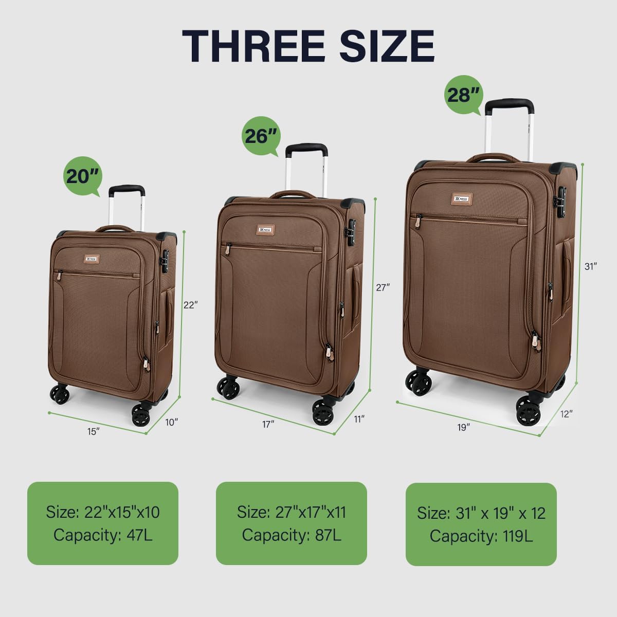 Luggage 20 inch Carry on-Softside Luggage w/TSA LOCK-Travel Luggage for Men Women,20''-COLOR-7