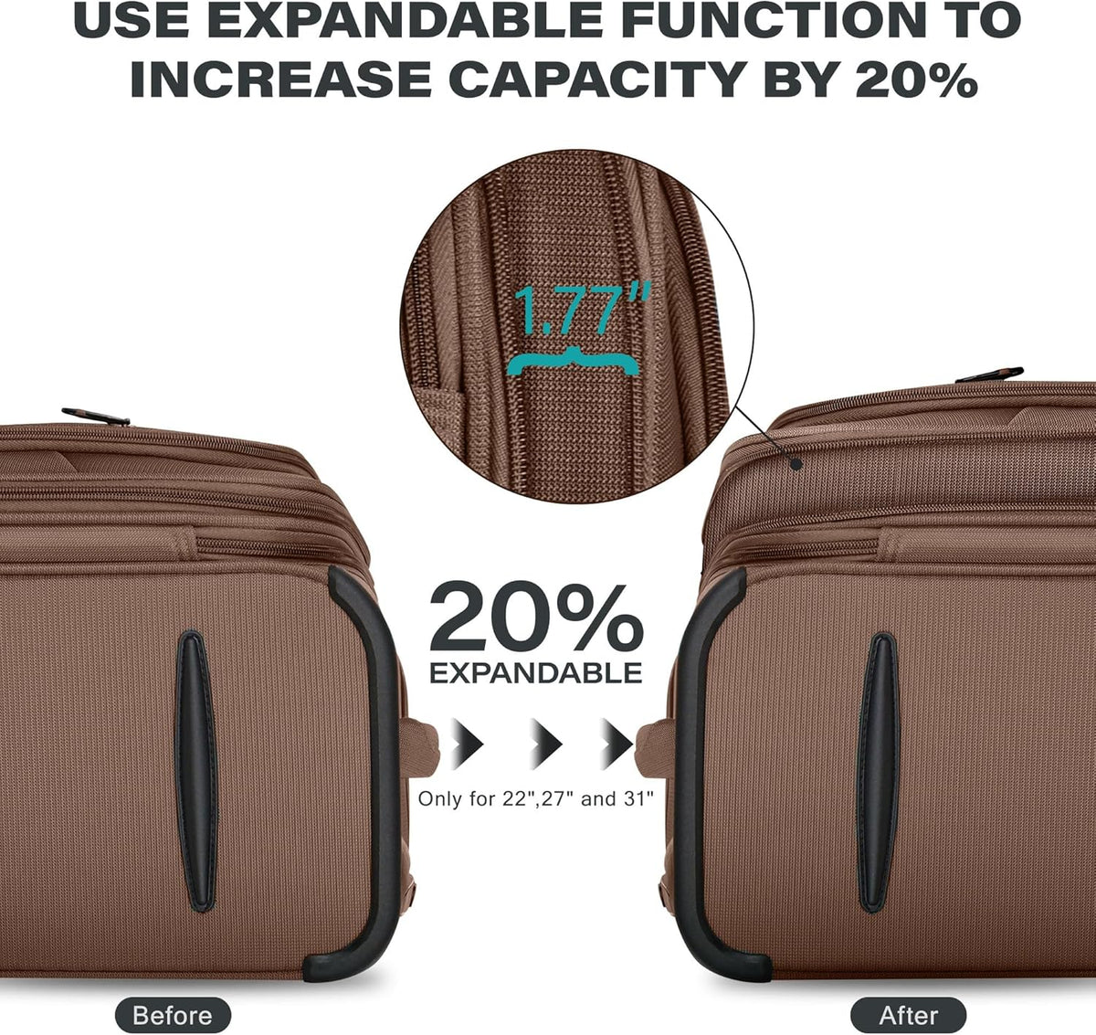 Luggage 20 inch Carry on-Softside Luggage w/TSA LOCK-Travel Luggage for Men Women,20''-COLOR-7
