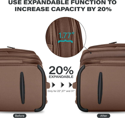 Luggage 20 inch Carry on-Softside Luggage w/TSA LOCK-Travel Luggage for Men Women,20''-COLOR-7