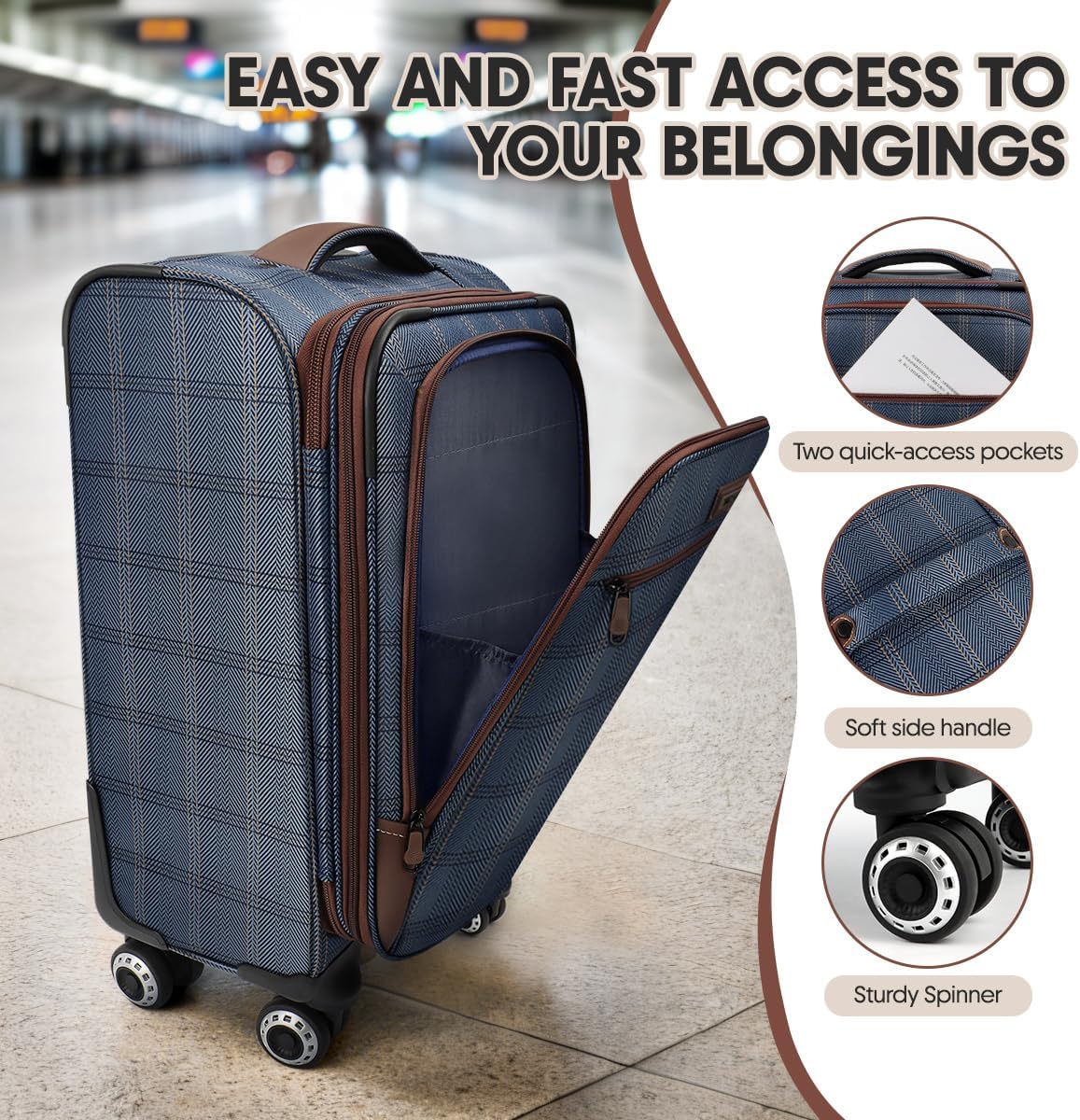 Luggage 20 inch Carry on-Softside Luggage w/TSA LOCK-Travel Luggage for Men Women,20''-COLOR-7