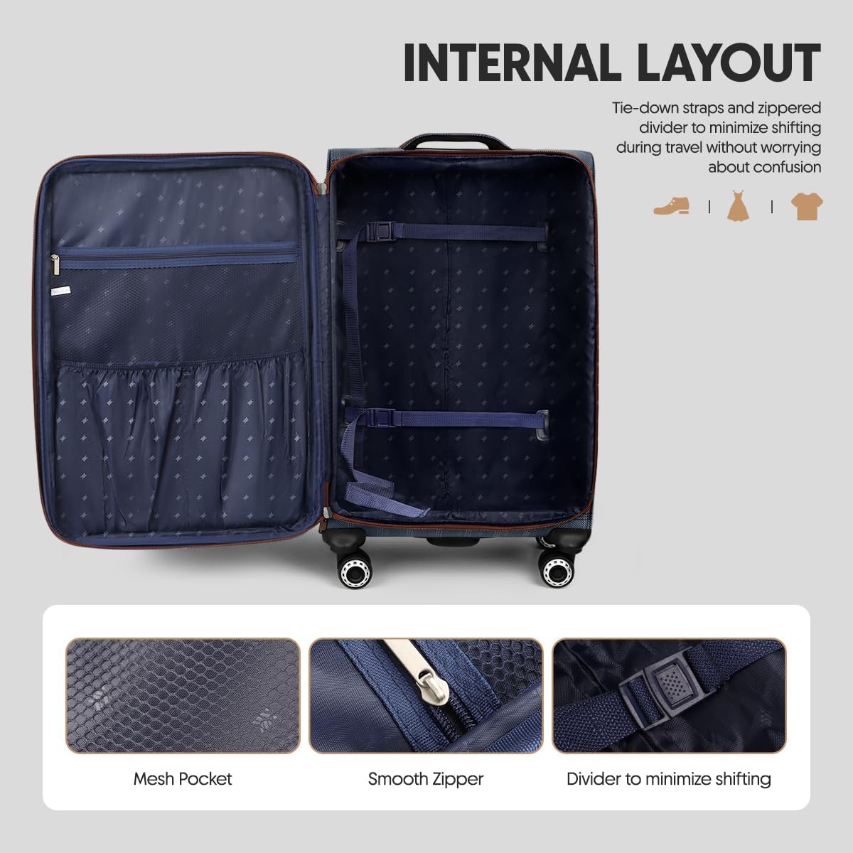 Luggage 20 inch Carry on-Softside Luggage w/TSA LOCK-Travel Luggage for Men Women,20''-COLOR-7