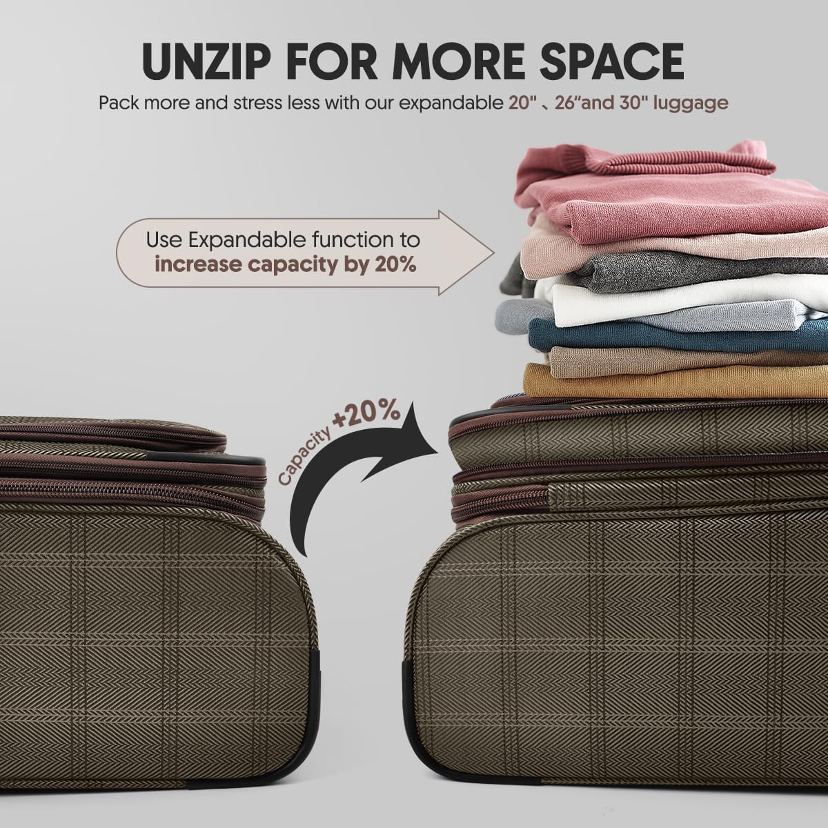 Luggage 20 inch Carry on-Softside Luggage w/TSA LOCK-Travel Luggage for Men Women,20''-COLOR-7