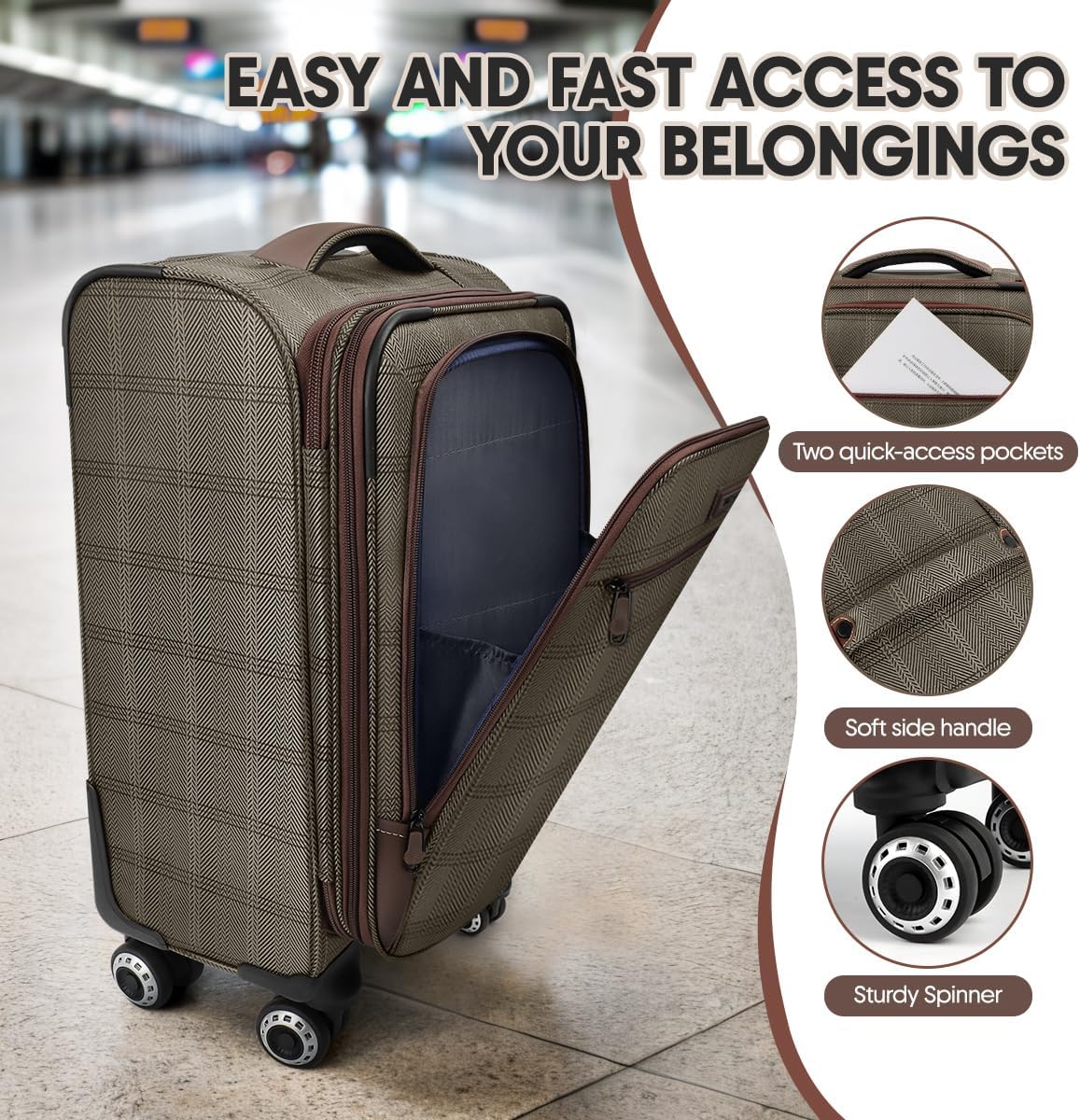Luggage 20 inch Carry on-Softside Luggage w/TSA LOCK-Travel Luggage for Men Women,20''-COLOR-7
