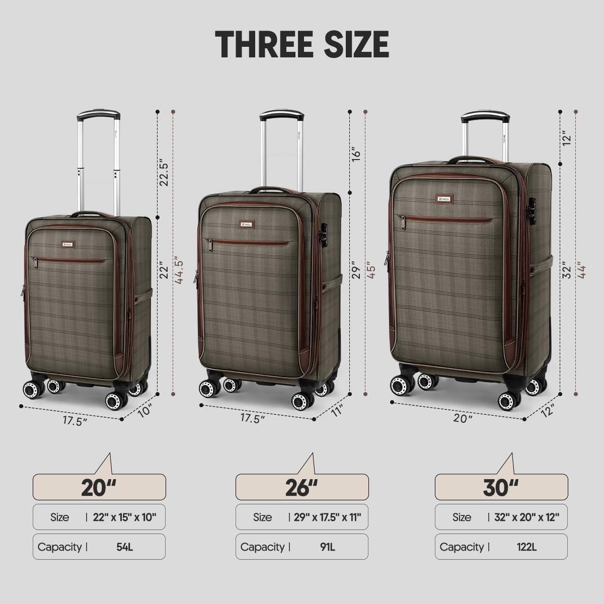 Luggage 20 inch Carry on-Softside Luggage w/TSA LOCK-Travel Luggage for Men Women,20''-COLOR-7