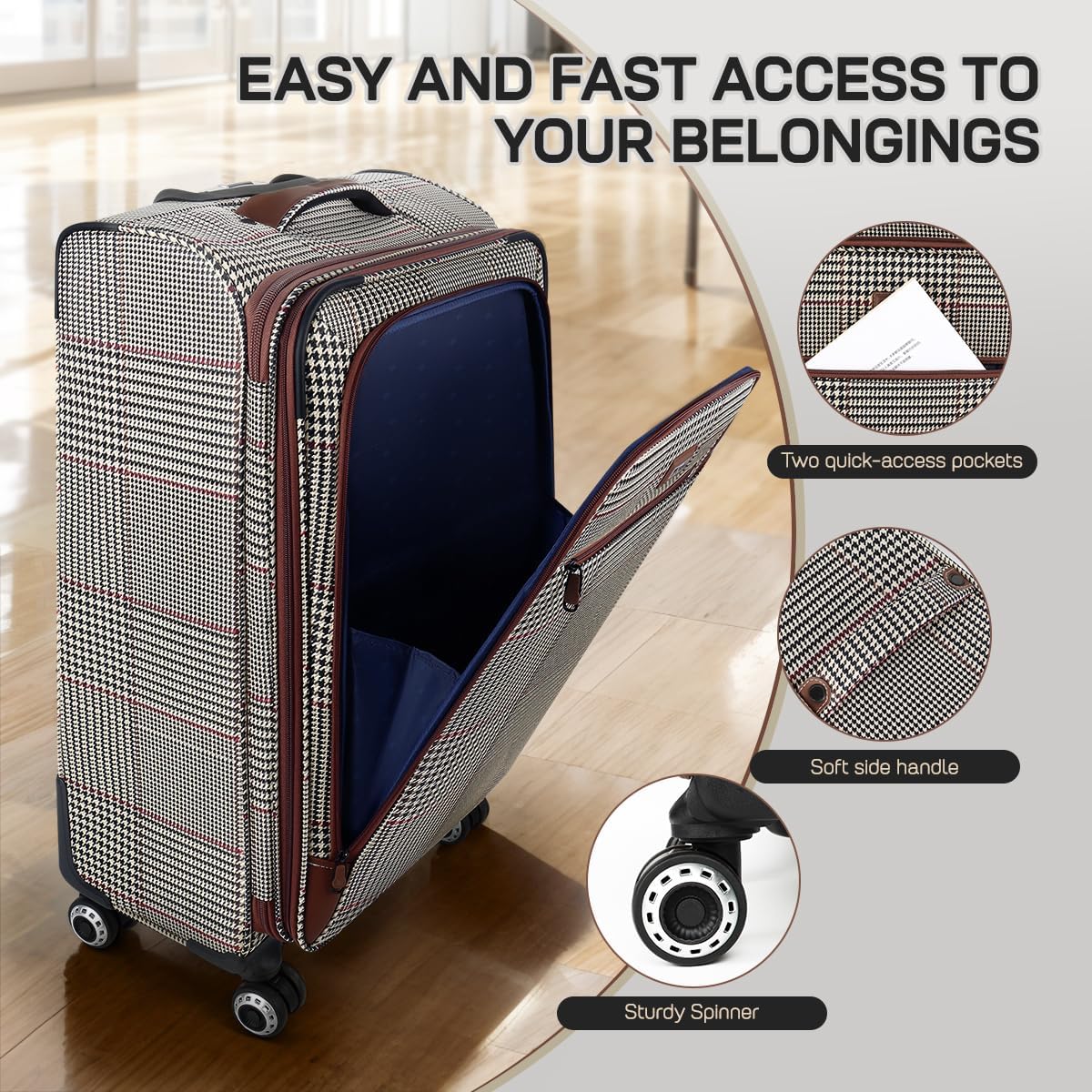 Luggage 20 inch Carry on-Softside Luggage w/TSA LOCK-Travel Luggage for Men Women,20''-COLOR-7