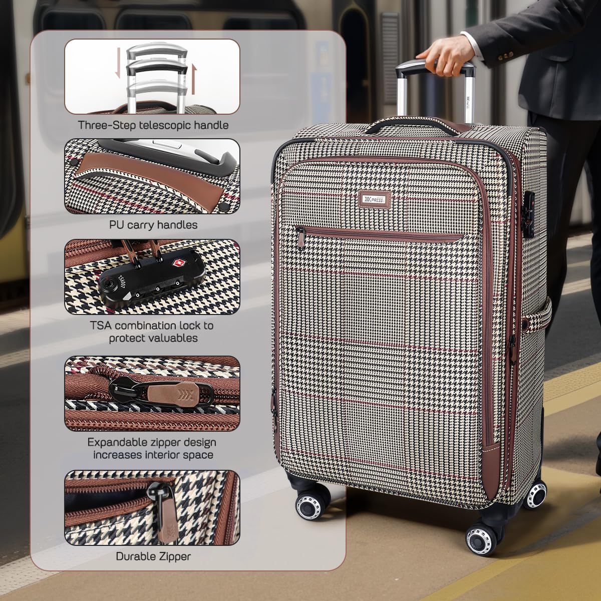 Luggage 20 inch Carry on-Softside Luggage w/TSA LOCK-Travel Luggage for Men Women,20''-COLOR-7