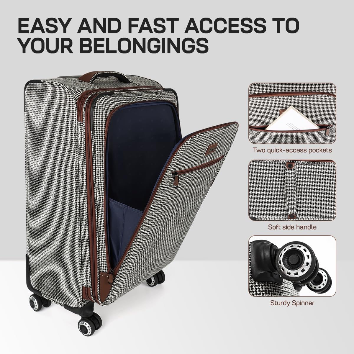 Luggage 20 inch Carry on-Softside Luggage w/TSA LOCK-Travel Luggage for Men Women,20''-COLOR-7