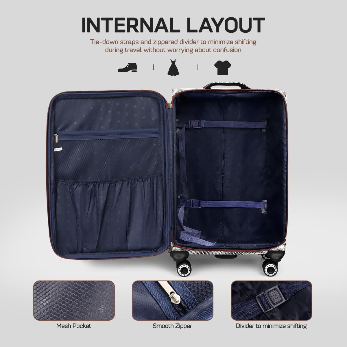 Luggage 20 inch Carry on-Softside Luggage w/TSA LOCK-Travel Luggage for Men Women,20''-COLOR-7