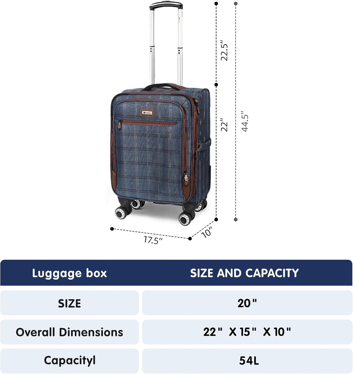 Luggage 20 inch Carry on-Softside Luggage w/TSA LOCK-Travel Luggage for Men Women,20''-COLOR-7