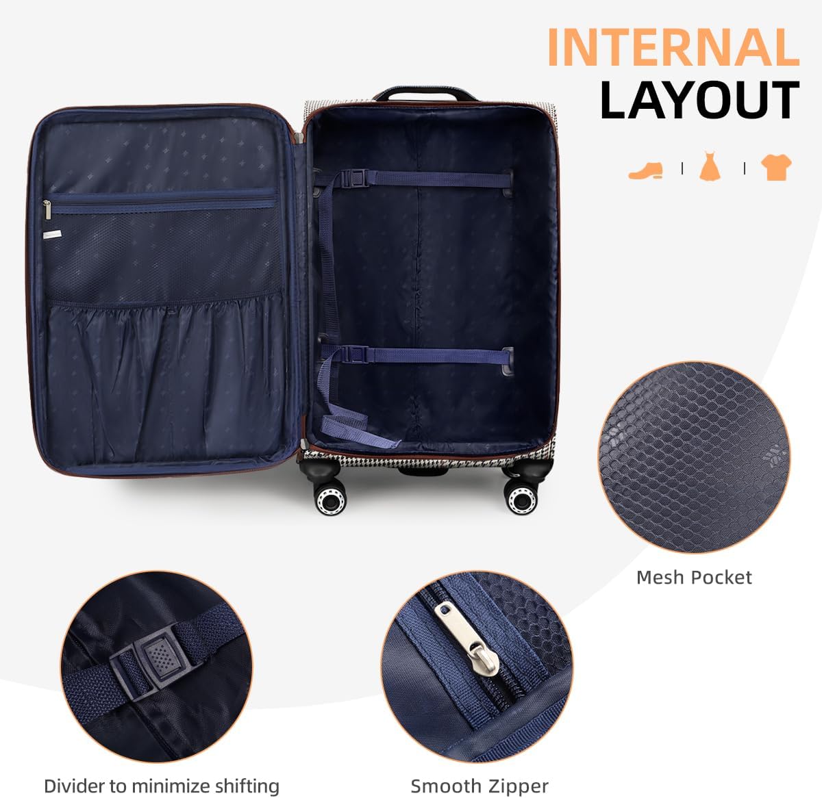 Luggage 20 inch Carry on-Softside Luggage w/TSA LOCK-Travel Luggage for Men Women,20''-COLOR-7