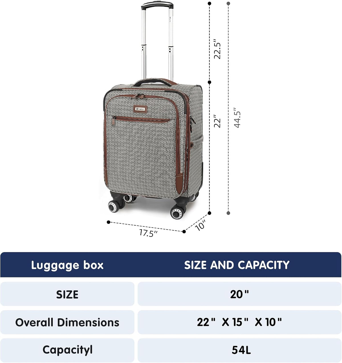 Luggage 20 inch Carry on-Softside Luggage w/TSA LOCK-Travel Luggage for Men Women,20''-COLOR-7