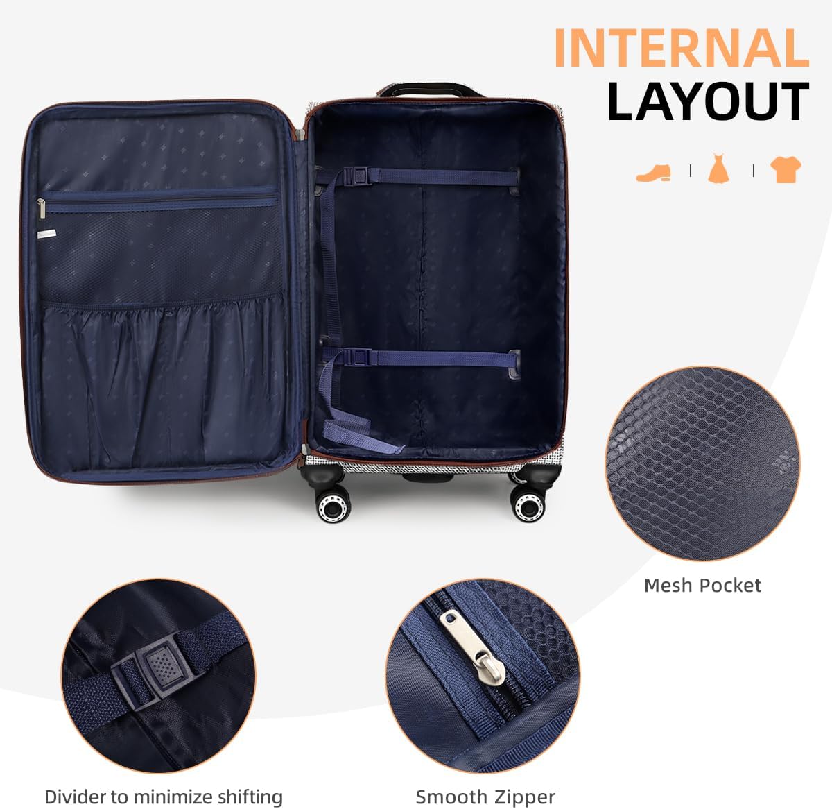Luggage 20 inch Carry on-Softside Luggage w/TSA LOCK-Travel Luggage for Men Women,20''-COLOR-7