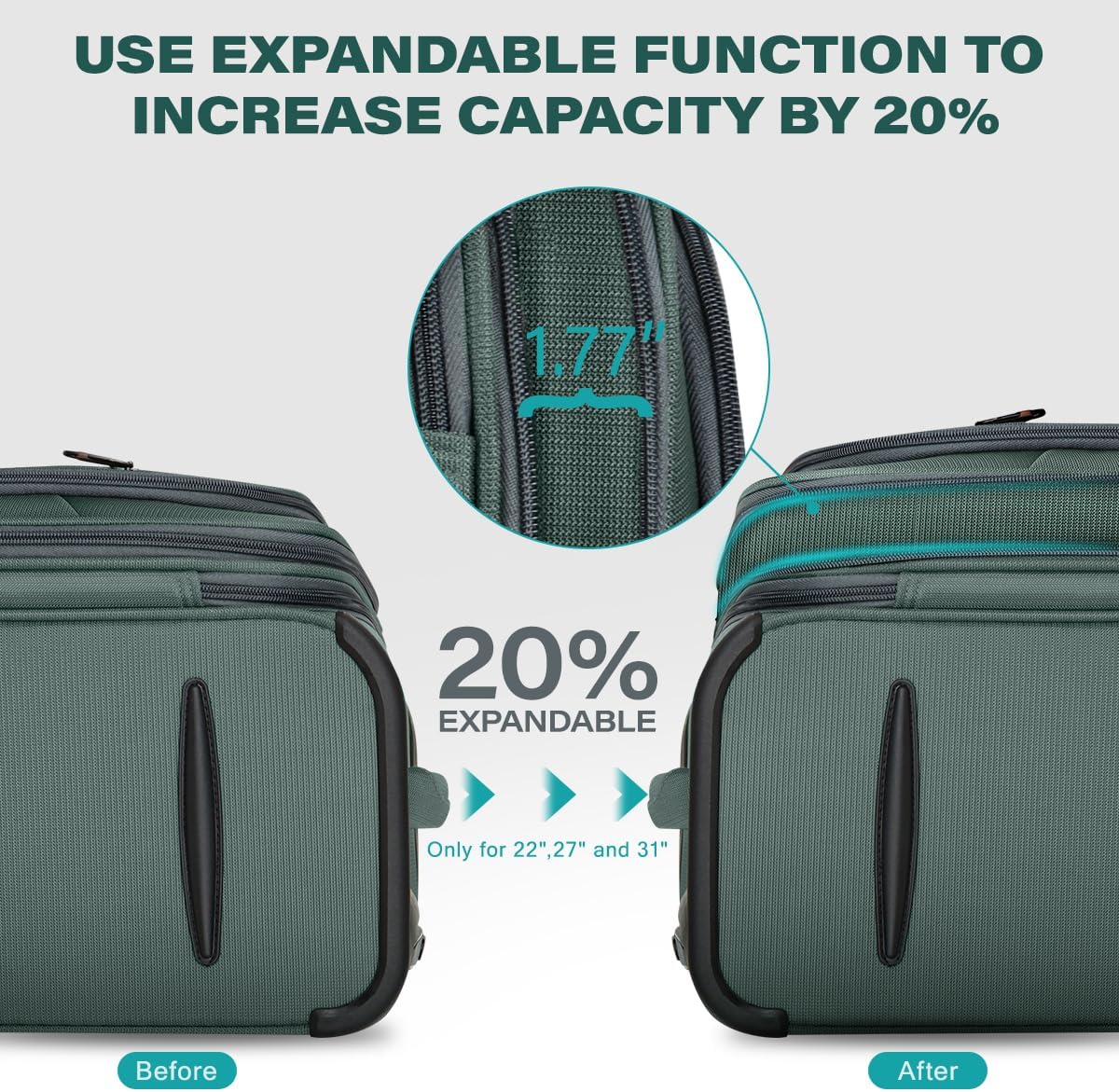 Luggage 20 inch Carry on-Softside Luggage w/TSA LOCK-Travel Luggage for Men Women,20''-COLOR-7