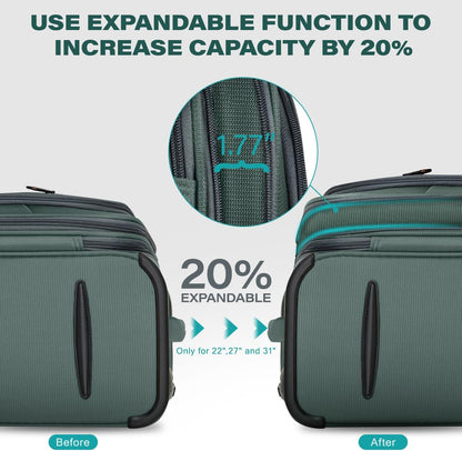 Luggage 20 inch Carry on-Softside Luggage w/TSA LOCK-Travel Luggage for Men Women,20''-COLOR-7