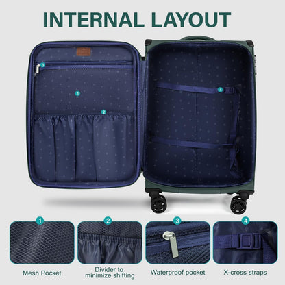 Luggage 20 inch Carry on-Softside Luggage w/TSA LOCK-Travel Luggage for Men Women,20''-COLOR-7