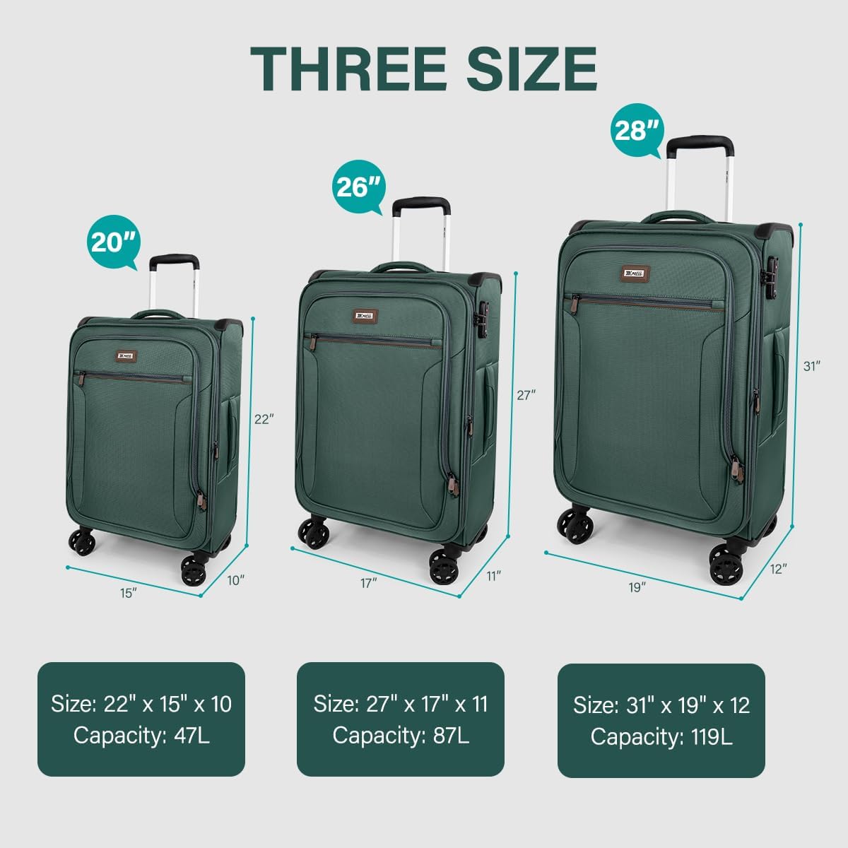 Luggage 20 inch Carry on-Softside Luggage w/TSA LOCK-Travel Luggage for Men Women,20''-COLOR-7