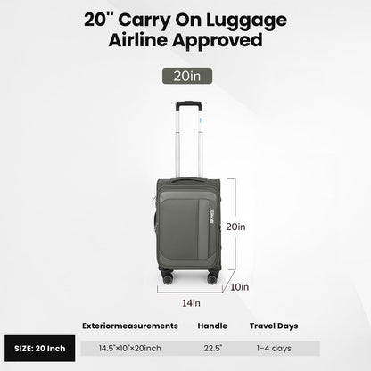 Luggage 20 inch Carry on-Softside Luggage w/TSA LOCK-Travel Luggage for Men Women,20''-COLOR-7