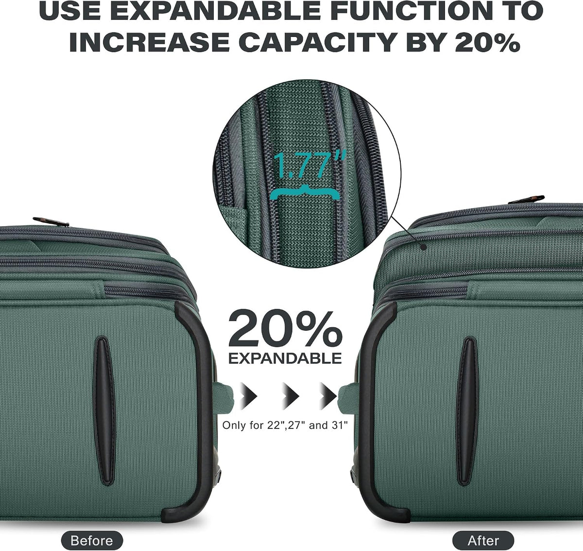 Luggage 20 inch Carry on-Softside Luggage w/TSA LOCK-Travel Luggage for Men Women,20''-COLOR-7