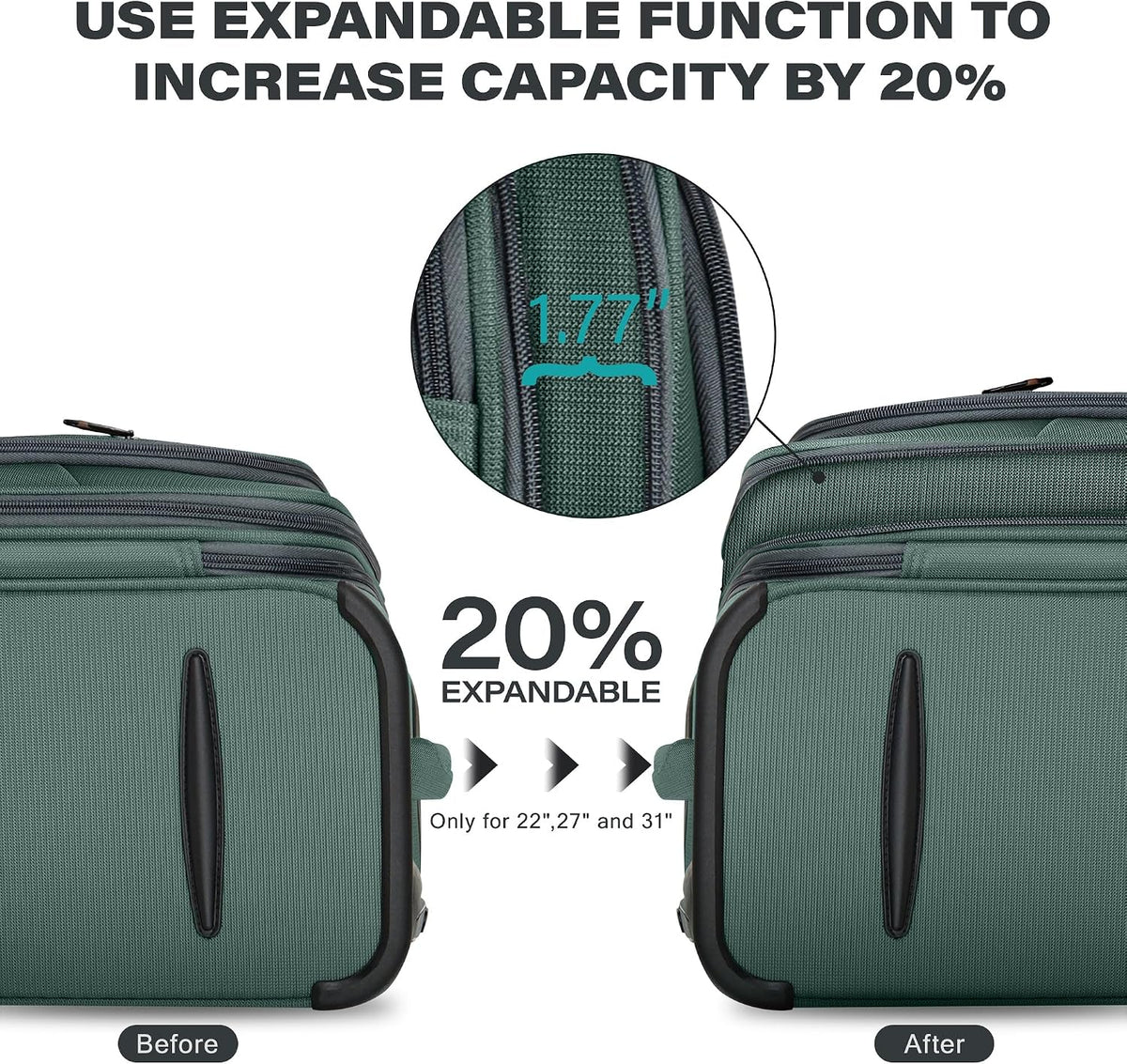 Luggage 20 inch Carry on-Softside Luggage w/TSA LOCK-Travel Luggage for Men Women,20''-COLOR-7