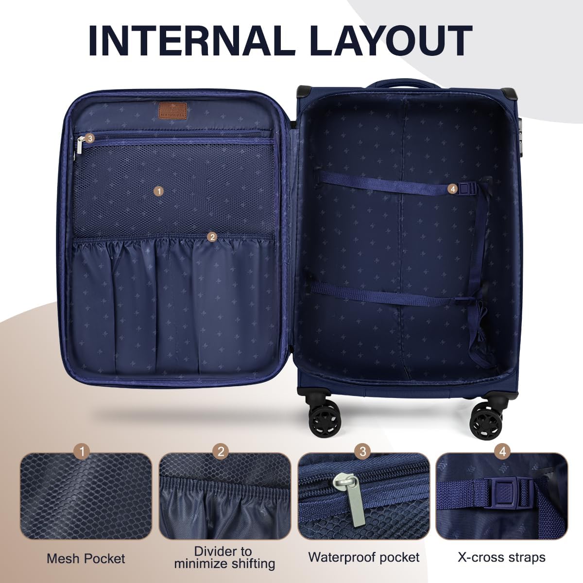 Luggage 20 inch Carry on-Softside Luggage w/TSA LOCK-Travel Luggage for Men Women,20''-COLOR-7