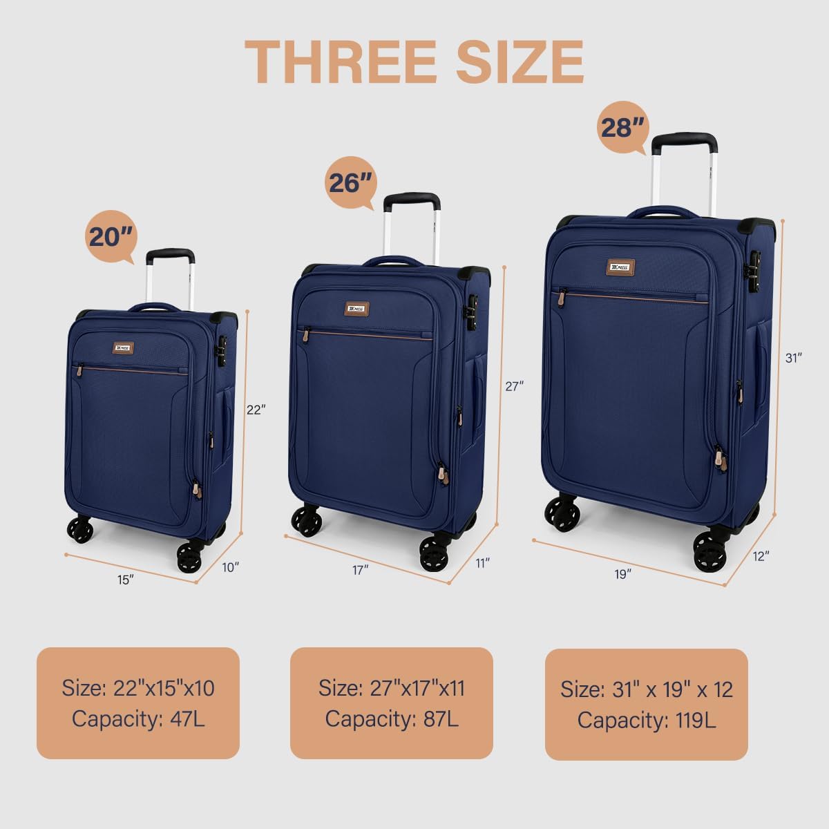 Luggage 20 inch Carry on-Softside Luggage w/TSA LOCK-Travel Luggage for Men Women,20''-COLOR-7