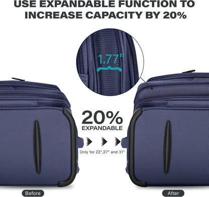 Luggage 20 inch Carry on-Softside Luggage w/TSA LOCK-Travel Luggage for Men Women,20''-COLOR-7