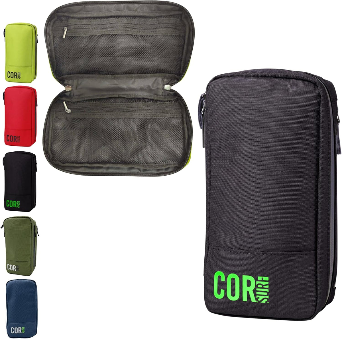 Compact Toiletry Travel Bag Hanging, Premium Mens and Women Dopp Kit for Travel | Waterproof with 4 Separate Compartments and Waterproof Zippers (Dark Green)