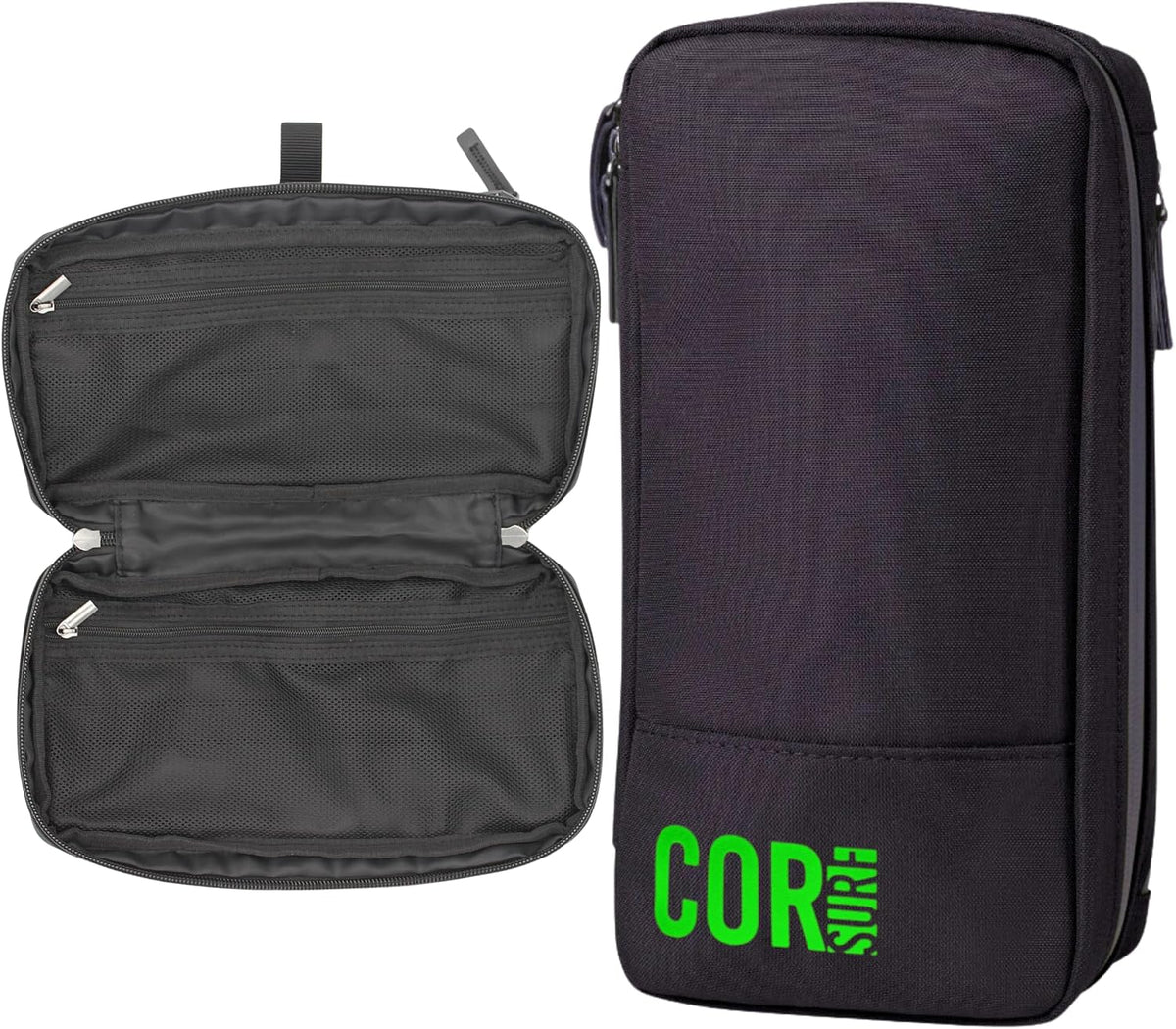 Compact Toiletry Travel Bag Hanging, Premium Mens and Women Dopp Kit for Travel | Waterproof with 4 Separate Compartments and Waterproof Zippers (Dark Green)