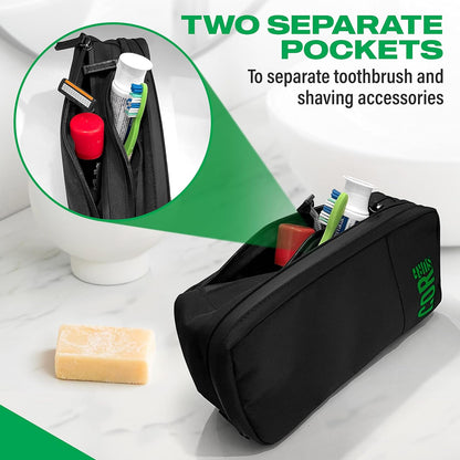 Compact Toiletry Travel Bag Hanging, Premium Mens and Women Dopp Kit for Travel | Waterproof with 4 Separate Compartments and Waterproof Zippers (Dark Green)