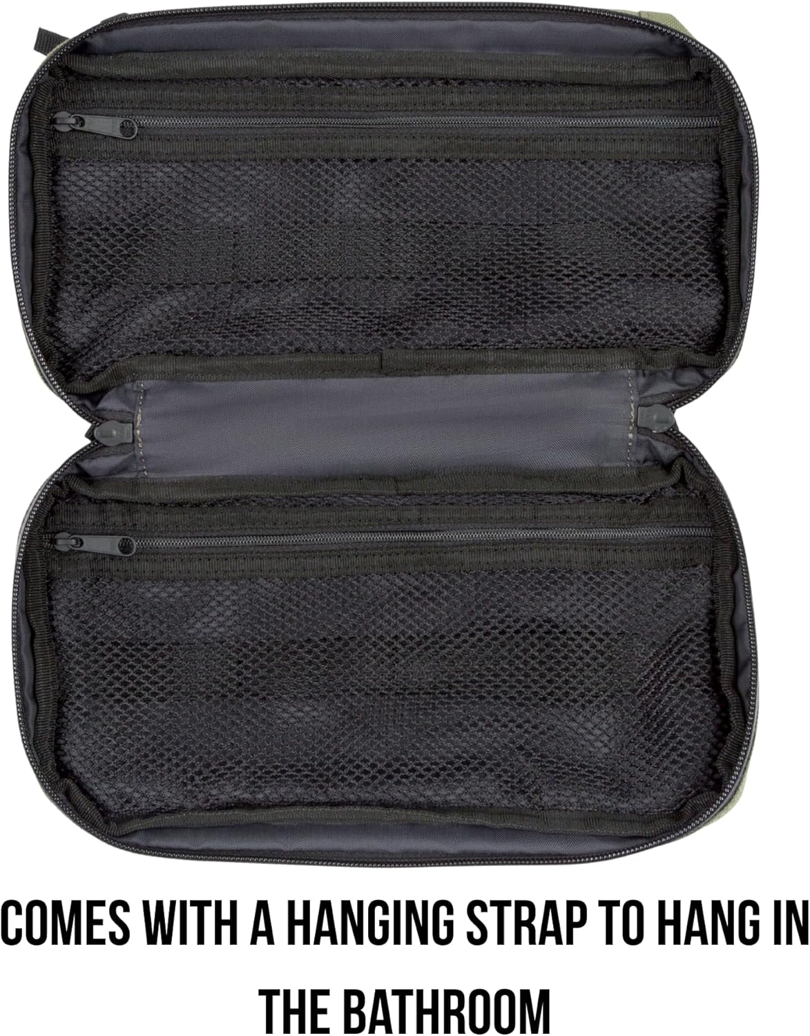 Compact Toiletry Travel Bag Hanging, Premium Mens and Women Dopp Kit for Travel | Waterproof with 4 Separate Compartments and Waterproof Zippers (Dark Green)