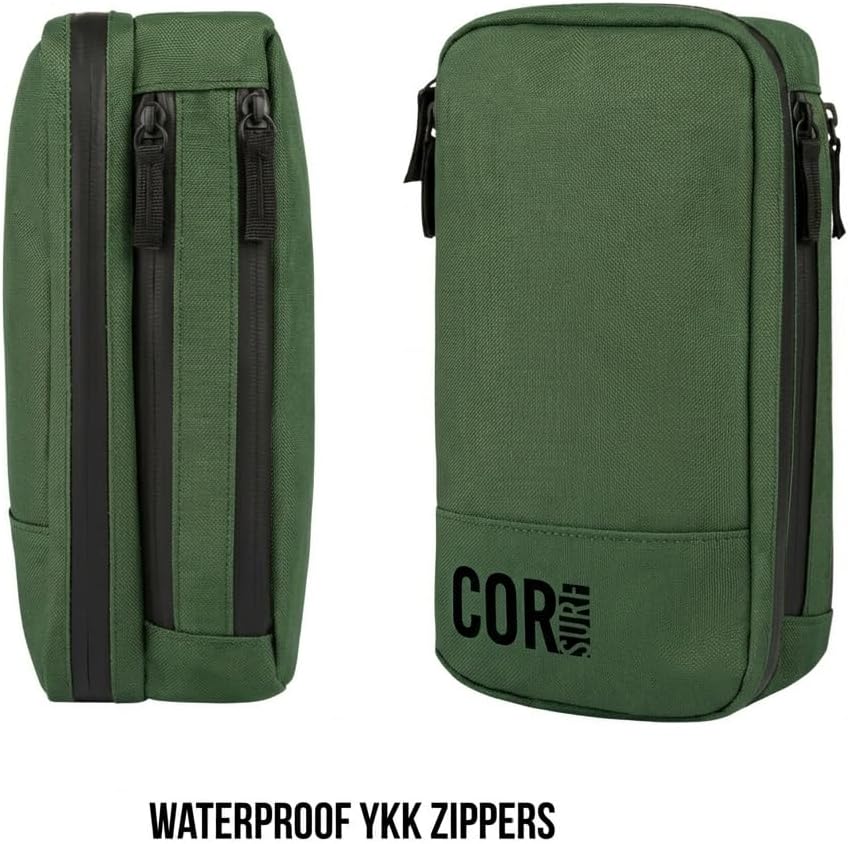 Compact Toiletry Travel Bag Hanging, Premium Mens and Women Dopp Kit for Travel | Waterproof with 4 Separate Compartments and Waterproof Zippers (Dark Green)