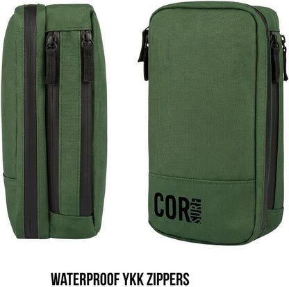 Compact Toiletry Travel Bag Hanging, Premium Mens and Women Dopp Kit for Travel | Waterproof with 4 Separate Compartments and Waterproof Zippers (Dark Green)