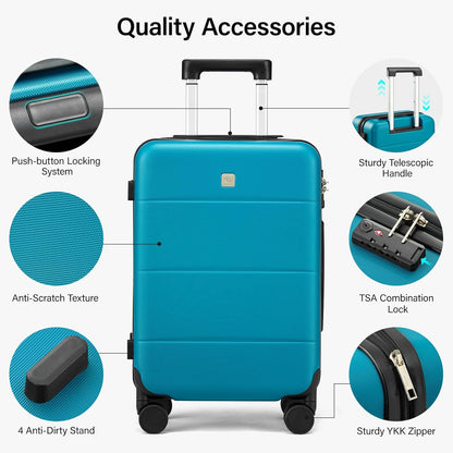 16 Inch Underseat Carry On Luggage with Spinner Wheels Hard Shell Suitcases Mini Small Carry On Bag for Airline Approved TSA Luggage Lightweight Travel Suit Case(Smoke White)