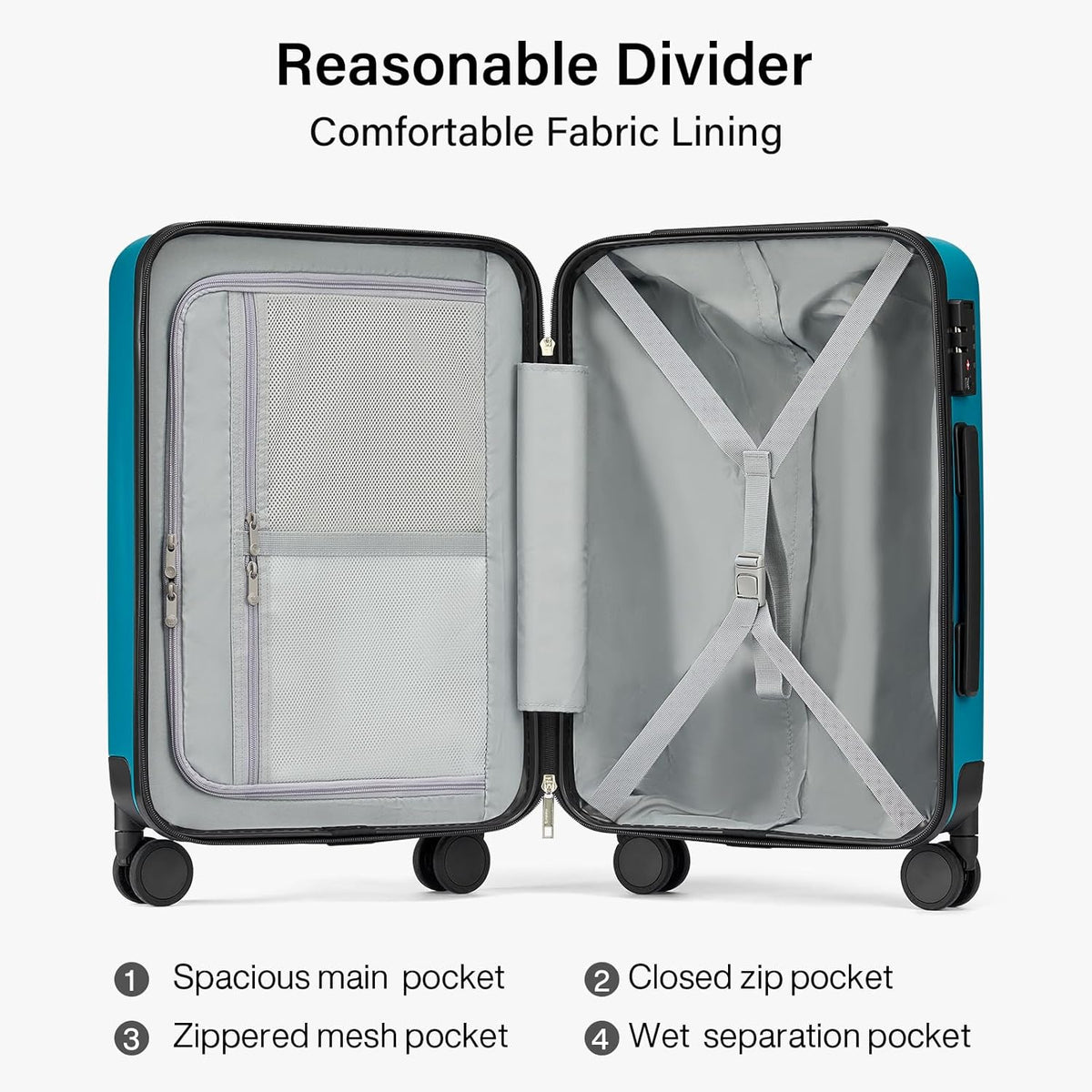 16 Inch Underseat Carry On Luggage with Spinner Wheels Hard Shell Suitcases Mini Small Carry On Bag for Airline Approved TSA Luggage Lightweight Travel Suit Case(Smoke White)