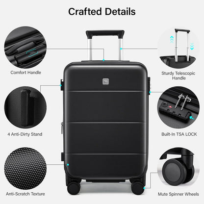 16 Inch Underseat Carry On Luggage with Spinner Wheels Hard Shell Suitcases Mini Small Carry On Bag for Airline Approved TSA Luggage Lightweight Travel Suit Case(Smoke White)
