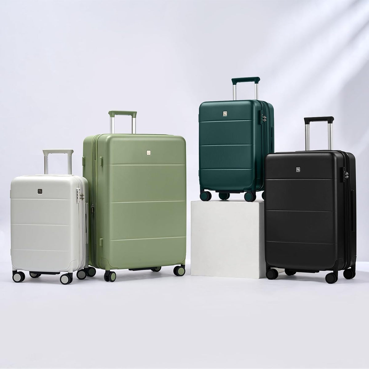 16 Inch Underseat Carry On Luggage with Spinner Wheels Hard Shell Suitcases Mini Small Carry On Bag for Airline Approved TSA Luggage Lightweight Travel Suit Case(Smoke White)