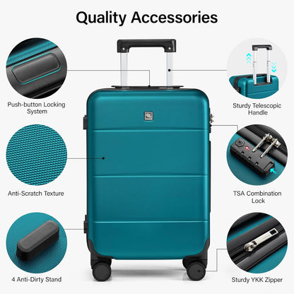 16 Inch Underseat Carry On Luggage with Spinner Wheels Hard Shell Suitcases Mini Small Carry On Bag for Airline Approved TSA Luggage Lightweight Travel Suit Case(Smoke White)