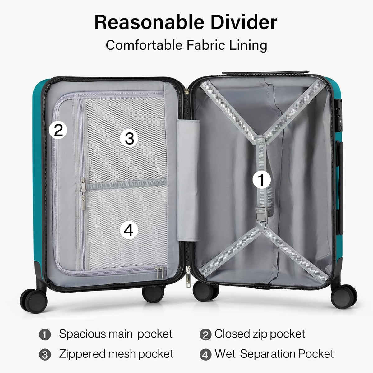 16 Inch Underseat Carry On Luggage with Spinner Wheels Hard Shell Suitcases Mini Small Carry On Bag for Airline Approved TSA Luggage Lightweight Travel Suit Case(Smoke White)