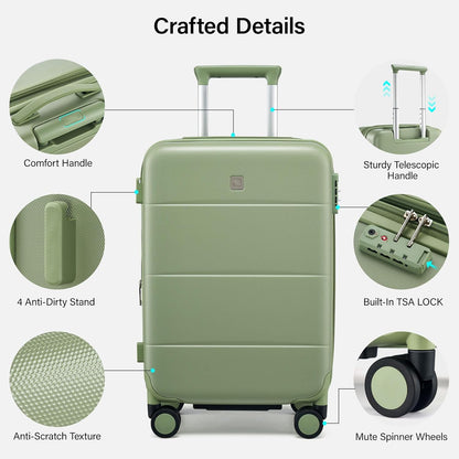 16 Inch Underseat Carry On Luggage with Spinner Wheels Hard Shell Suitcases Mini Small Carry On Bag for Airline Approved TSA Luggage Lightweight Travel Suit Case(Smoke White)