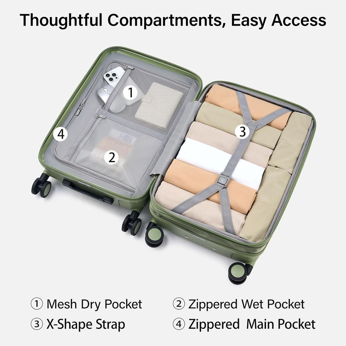 16 Inch Underseat Carry On Luggage with Spinner Wheels Hard Shell Suitcases Mini Small Carry On Bag for Airline Approved TSA Luggage Lightweight Travel Suit Case(Smoke White)