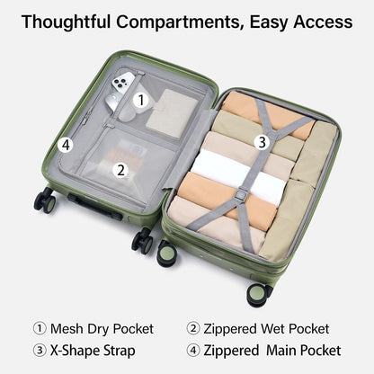 16 Inch Underseat Carry On Luggage with Spinner Wheels Hard Shell Suitcases Mini Small Carry On Bag for Airline Approved TSA Luggage Lightweight Travel Suit Case(Smoke White)