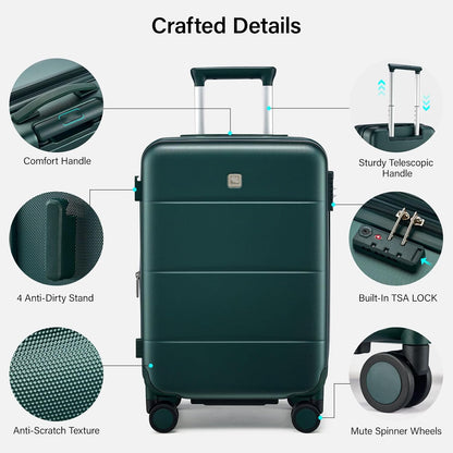 16 Inch Underseat Carry On Luggage with Spinner Wheels Hard Shell Suitcases Mini Small Carry On Bag for Airline Approved TSA Luggage Lightweight Travel Suit Case(Smoke White)
