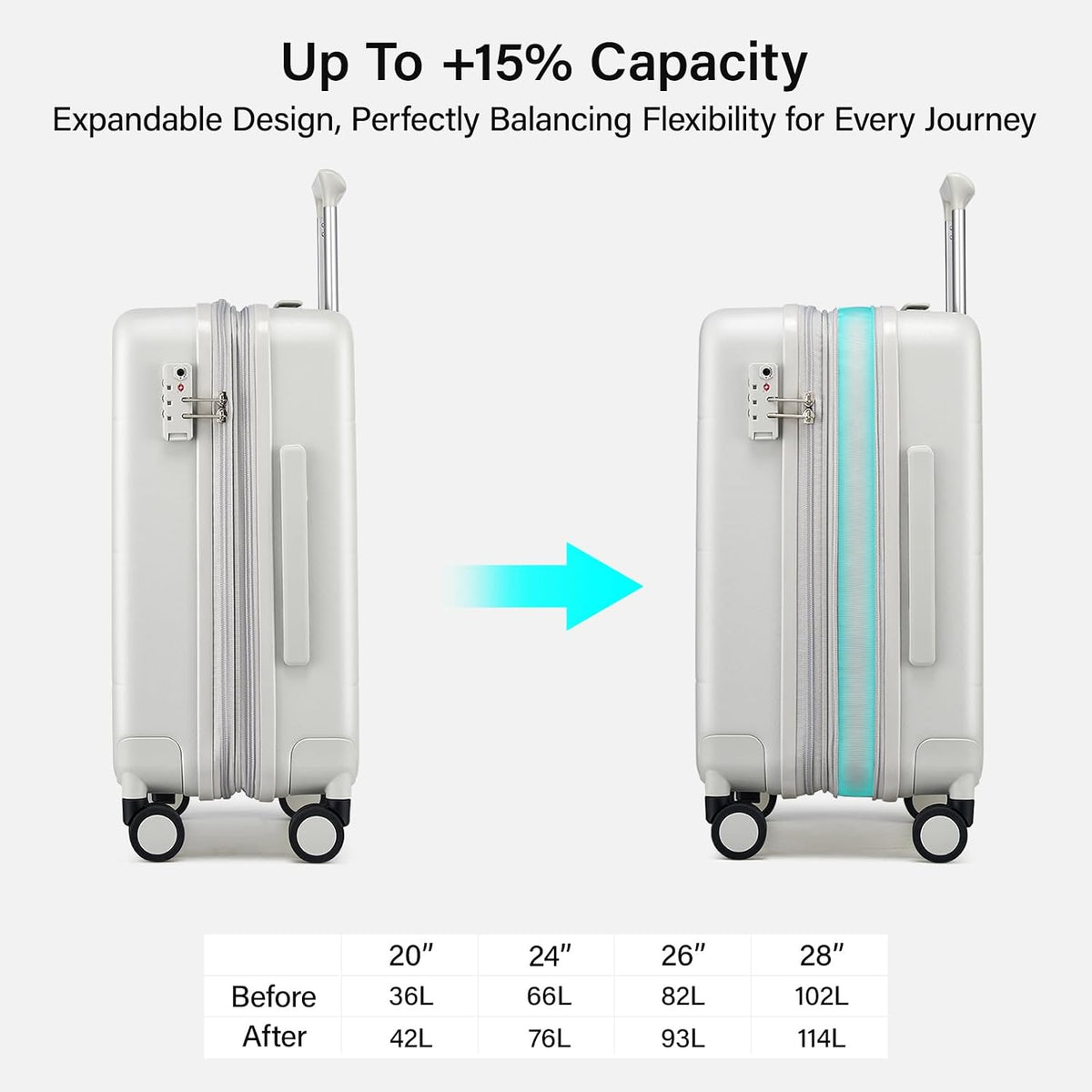 16 Inch Underseat Carry On Luggage with Spinner Wheels Hard Shell Suitcases Mini Small Carry On Bag for Airline Approved TSA Luggage Lightweight Travel Suit Case(Smoke White)