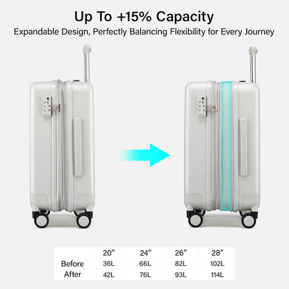 16 Inch Underseat Carry On Luggage with Spinner Wheels Hard Shell Suitcases Mini Small Carry On Bag for Airline Approved TSA Luggage Lightweight Travel Suit Case(Smoke White)