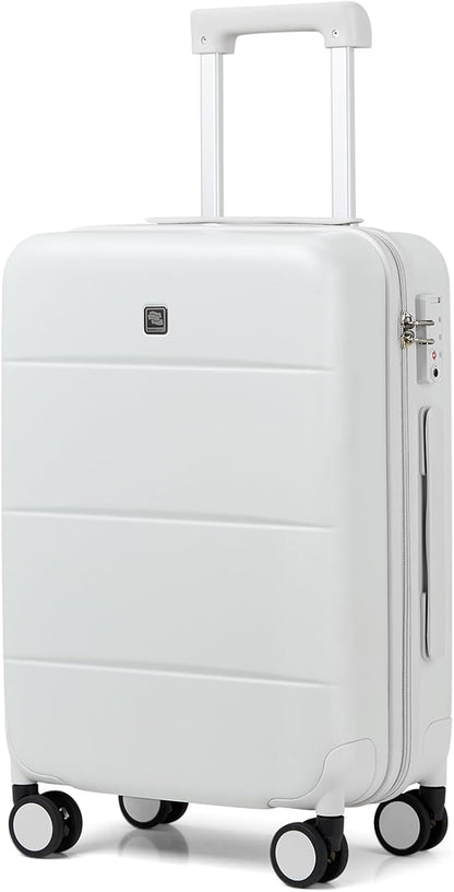 16 Inch Underseat Carry On Luggage with Spinner Wheels Hard Shell Suitcases Mini Small Carry On Bag for Airline Approved TSA Luggage Lightweight Travel Suit Case(Smoke White)