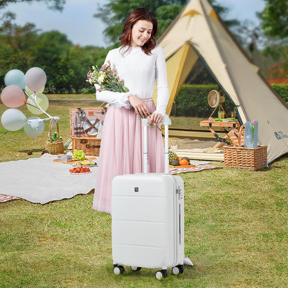 16 Inch Underseat Carry On Luggage with Spinner Wheels Hard Shell Suitcases Mini Small Carry On Bag for Airline Approved TSA Luggage Lightweight Travel Suit Case(Smoke White)
