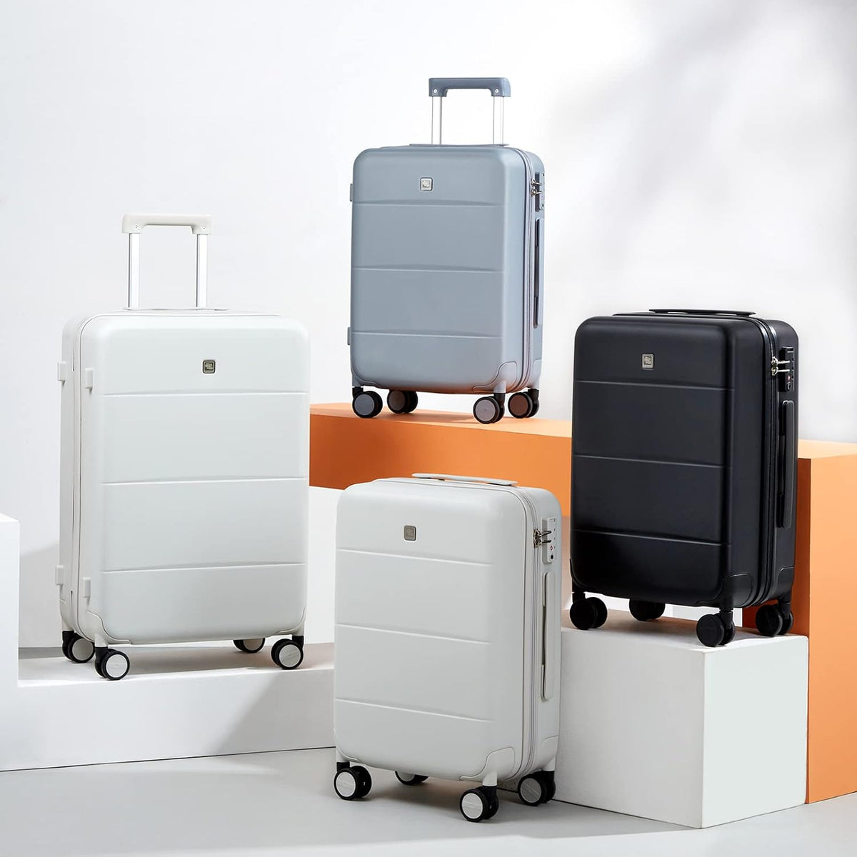 16 Inch Underseat Carry On Luggage with Spinner Wheels Hard Shell Suitcases Mini Small Carry On Bag for Airline Approved TSA Luggage Lightweight Travel Suit Case(Smoke White)