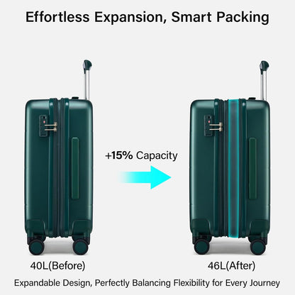 16 Inch Underseat Carry On Luggage with Spinner Wheels Hard Shell Suitcases Mini Small Carry On Bag for Airline Approved TSA Luggage Lightweight Travel Suit Case(Smoke White)