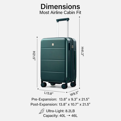 16 Inch Underseat Carry On Luggage with Spinner Wheels Hard Shell Suitcases Mini Small Carry On Bag for Airline Approved TSA Luggage Lightweight Travel Suit Case(Smoke White)